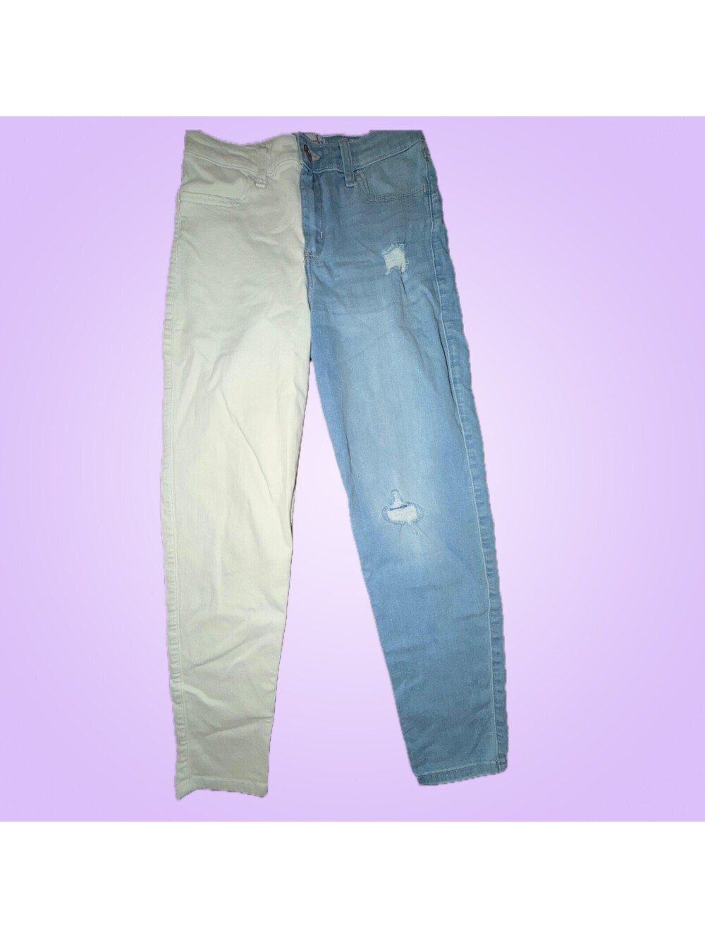 Abercrombie Kids Girls 15/16 Two-Tone High-Rise Mini Mom Jeans